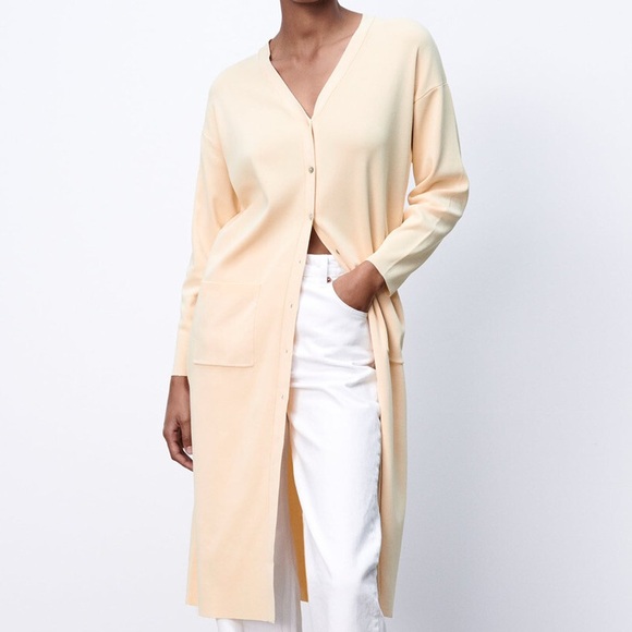 Zara Beige Knit Sweater Duster Dress - Picture 2 of 8